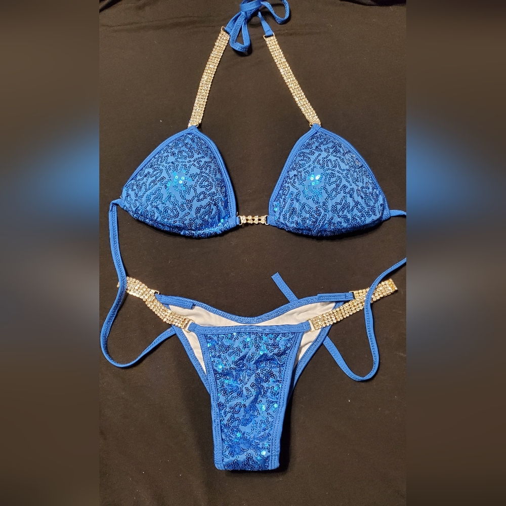 Competition/model/photo shoot sequins bikini, A-C cup-Royal Blue